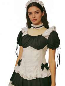Bộ trang phục Lolita đen trắng mềm mại dành cho bé gái, váy Lolita dễ thương để hóa trang, phù hợp cho các bữa tiệc, chụp ảnh, mặc hàng ngày của các bạn gái - Bao gồm mũ đội đầu, vòng cổ, vòng tay và vòng chân. - Nhiều màu - Xem 6