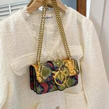 Women's Bag With Snake Print – Small Square Bag – Shoulder/Crossbody Bag - Màu vàng - Xem 5