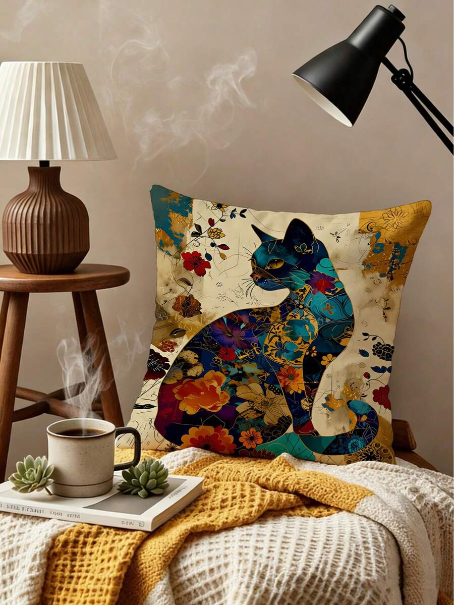 1 pieza Funda de almohada con estampado de animal lindo y minimalista, adecuada para decoración de diversas habitaciones, decoración de dormitorio, decoración de fiestas (no se incluye el relleno de la almohada) (sin bordado) (varios tamaños) (impresión de un solo lado)