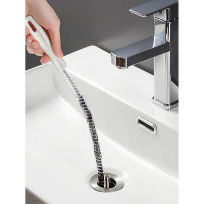 1个柔性管道疏通刷，浴室毛发堵塞清除器，水槽管道清洁工具