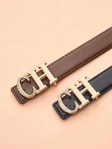 Women's Belt, Gold-Color CH Buckle - Versatile Accessory Suitable For Jeans, Dresses, Casual Wear And Streetwear | Suitable For Daily Commute, Parties, Weddings And More - Multicolor - View 3