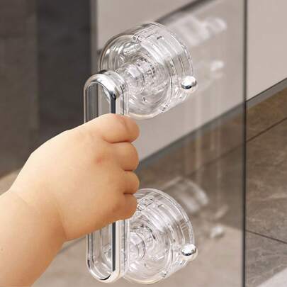 透明吸盘门把手 - 强力无胶吸附设计，适用于浴室、厨房、淋浴房推拉玻璃门、橱柜、抽屉和磨砂面板。可拆卸吸盘把手可安装在玻璃、瓷砖、金属、花纹大理石、烤漆木板等表面，是推拉门、橱柜、窗户、冰箱、马桶盖的理想之选，也可作为挂钩悬挂各种物品。