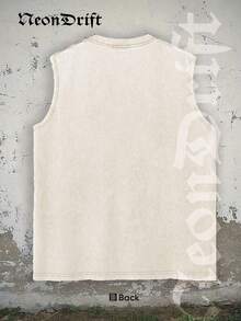 NeonDrift   Men's Tank Top 100% Cotton Heavyweight Vintage Distressed Washed Sleeveless T-Shirt, 100% Cotton, Soft & Skin-Friendly, Streetwear Style-Van Dutch Motor Cycles Speed Shop Sleeveless Tee Vintage Graphic Design For Men Classic Americana Style Streetwear Biker Culture Fashion Casual Wear Motorcycle Enthusiast Gift - 杏色 - 查看 3