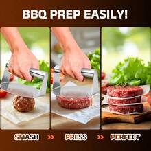 1件装不锈钢汉堡肉饼压模器 - 重型手动肉类压模工具，带耐热手柄，适用于烧烤、餐厅和家庭烹饪，可放入洗碗机清洗的汉堡、迷你汉堡和煎饼压模器（商用级） - 不銹鋼 - 查看 6