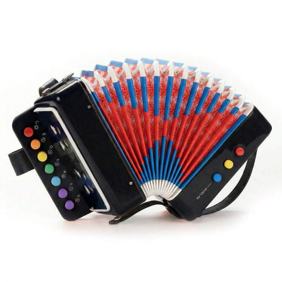 Acordeón Pequeño De 7 Tecla Niños Instrumento Musical Regalo - Negro - Ver 1