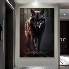 Modern Abstract Wolf In The Jungle Canvas Art Print, Frameless Wall Decor For Living Room & Bedroom, Animals Theme Poster - 222 - View 3