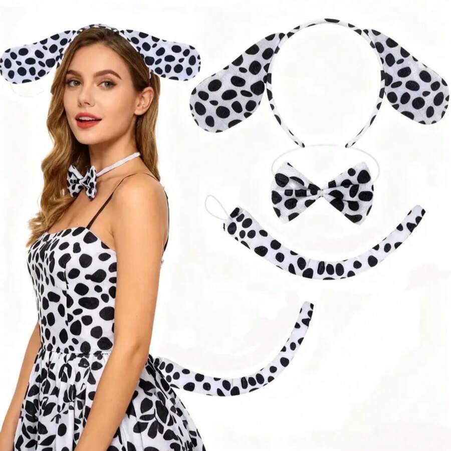 3pcs New Puppy Headband Animal Headpiece, Cross-Border Christmas Source, Dalmatian Dog Ear Headband - Multicolor - View 1