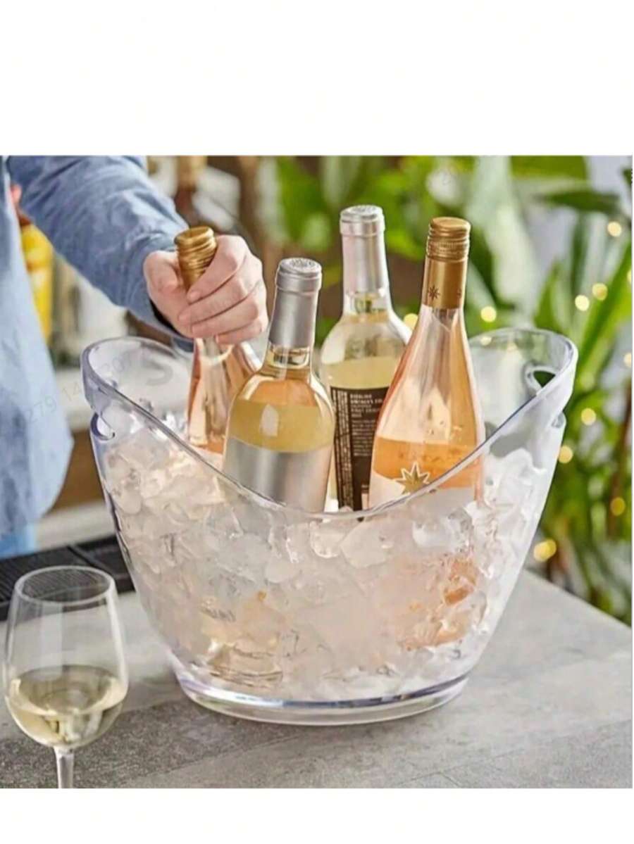 1pc Acrylic Ice Bucket - Transparent Champagne And Soda Beverage Cooler, Clear Party Drink Tub, Ideal For Parties, Bars And Restaurants - View 1