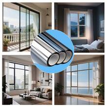 Window Insulation Film, One-Way Privacy Glass Film, Balcony Blackout Sun Shading Film For Home Use, With Tools Included - Double-sided Silver Window Film - View 10