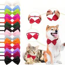 1/5/10个装随机颜色宠物领结项圈，可爱宠物服装配饰，让宠物更可爱必备，柔软亲肤，适合情人节、新年、春节、婚礼、日常、派对等场合（黑色、藏青色、浅蓝色、粉色、红色、洋红色） - 彩色 - 查看 5