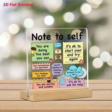 1 Stück Acryl Tischkartenhalter mit Holzsockel - 4x4 Zoll positive Affirmation und Selbstliebe Erinnerung, bunte motivierende Notiz für Büro, Schule | Mit inspirierenden Phrasen und Illustrationen, motivierendes Werkzeug | bunte Tischkartenhalter | Acryl Notizkartenhalter - Sätze - Übersicht 3