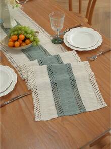 1pc Bohemian Style Tablecloth, Home Dining Table Decor Table Runner, Rustic Vintage Tablecloth Decor, Suitable For Living Room, Holiday, Bridal Shower Gift - Green - View 8