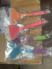 Set de 4 espátulas de silicona - Espátulas de cocina resistentes al calor para sartenes antiadherentes, parrilla, bistec, huevos y panqueques - Multicolor - Ver 9