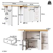 Extendable Bar Trolley With 2 Doors And 3 Drawers (135-228 X 39 X 104 Cm), On Casters, White/Black Bar Table, Wood-Look Worktop - 黑色 - 查看 8