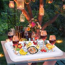 充气托盘服务吧台泳池派对自助餐饮料冷却器漂浮冰盘食品饮料容器，适合夏季派对 - 1件 - 查看 3