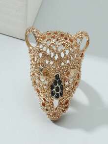 1件欧美夏季新款时尚男士霸气虎头戒指，个性化小众奢华食指戒指配饰 - 金色 - 查看 3