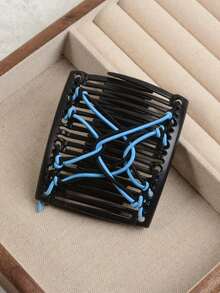 2pcs Fashionable & Elegant Magic Hair Comb, Adjustable Elastic Double Comb Hair Clip Suitable For Women With Thick, Curly, Sparse Hair Hair Styling Kit Hair Tool Kit - Multicolor - View 7