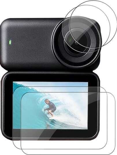 [2+2 Pack] Schermbeschermer voor Osmo Nano, inclusief 2 schermbeschermers van gehard glas en 2 lensbeschermers van PET, ultrahelder, krasbestendig, vingerafdrukbestendig, eenvoudig te installeren, voor Osmo NANO camera