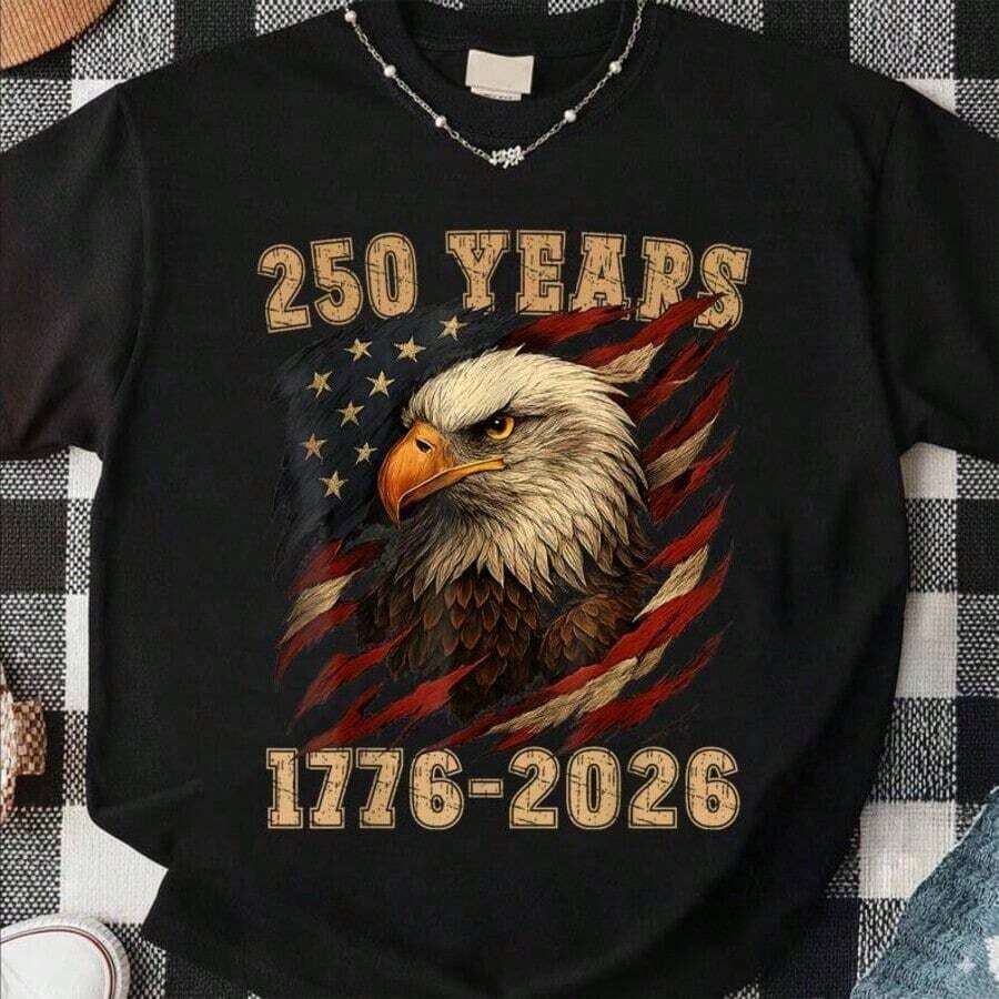 250th America Anniversary Shirt, US 250 Years Sweatshirt, We The People Shirt, Vintage Independence - 黑 - 查看 1