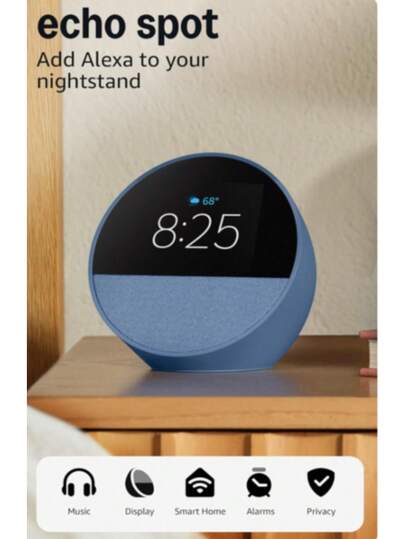  Amazon Echo Spot Newest Model Smart Alarm Clock Ocean Blue