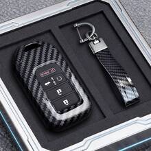 Ốp bảo vệ chìa khóa xe hơi bằng sợi carbon ABS cho Vezel City Civic Jazz BRV BR-V HRV, phụ kiện xe hơi. - Loại A 2 nút - Xem 13