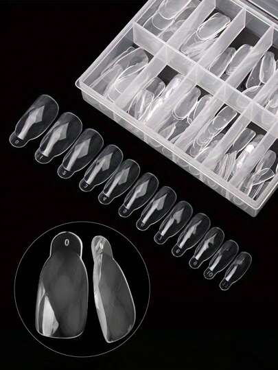 120 st/set snabba förlängningsformar för lösnaglar, dubbla former, heltäckande nageltippar, 3D-diamantformad, övre välvd förlängningsform, lätt att applicera nagelkonstverktyg för kvinnor och flickor, gör-det-själv-design