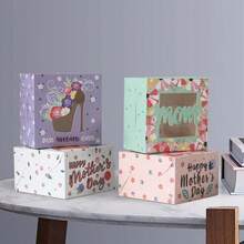 12个装母亲节快乐牛皮纸饼干盒，带透明窗口，母亲节烘焙食品糖果花卉礼品盒，适合母亲节、最佳妈妈生日派对用品 - 查看 6