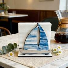 1 chiếc giá đựng khăn ăn bằng gỗ mộc mạc, thiết kế chủ đề cá và thuyền buồm đại dương, giá đựng khăn giấy đứng độc lập, thích hợp cho quầy bếp, bàn ăn và bàn cà phê, một vật trang trí trung tâm mang phong cách Địa Trung Hải ven biển cho ngôi nhà. - Nhiều màu - Xem 5