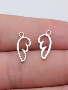 50pcs Wing Shaped Pendants Suitable For DIY Necklace - Rhodium - View 4