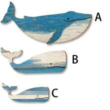 1/3 件装木制鲸鱼墙饰，乡村风格鲸鱼墙饰，复古航海海岸主题装饰品，适用于家居湖畔别墅卧室浴室装饰，客厅、厨房、浴室墙面装饰 - 多色 - 查看 8