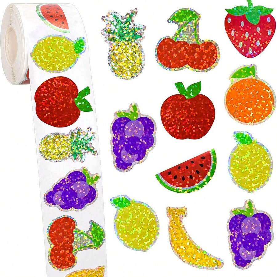 500 Sticker Laser Fruit Label Fruit Sticker 1 Inch Summer Fruit Gift Packaging DIY Sealing Sticker - Multicolor - View 1