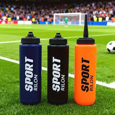 1L/32oz Outdoor Sports Fitness Water Bottle, Leak-Proof Long Neck Short Neck Large Capacity Straight Bottle, Suitable For Training, World Cup, Competition, Gym, Outdoor Activities - Lightweight & Portable