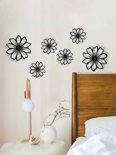 3件套金属花卉墙饰，户外花园艺术金属室内外围栏悬挂装饰，适用于家居、客厅、卧室、庭院、露台、门廊