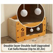 56x30x30 Cm Double-Layer Cat Sofa House With Scratching Posts, Upgraded Cat Bed With Hanging Balls, 2-In-1 Cat Furniture For Indoor Cats, Supports Up To 20 Lbs - XL - Xem 4