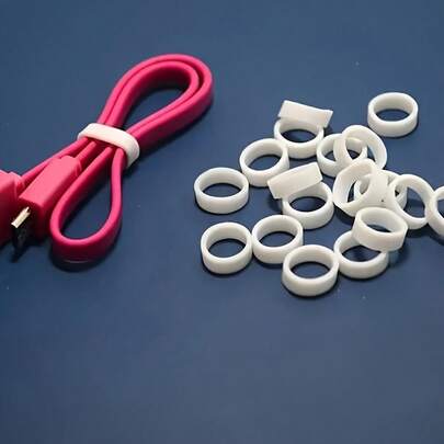 White Silicone Cable Ties - Highly Elastic Rubber Bands, Suitable For Organizing Wires And Data Cables, Home, Office, School Storage Accessories, Simple Cable Management