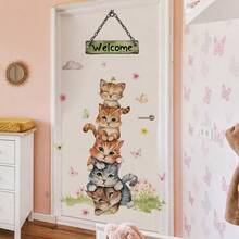 BRUP 1/2sheets/Set Stackable Animal Height Chart Wall Decal , Featuring Floral And Butterfly Patterns, Self-Adhesive Kids Room Decoration, Suitable For Nursery Rooms And Bedrooms, Removable Cartoon Animal Wall Art - Multicolor - View 10