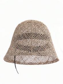 1pc Solid Color Straw Hat, Bohemian Casual Decor, UV Protection Panama Woven Hat, Western Cowboy Sun Hat, Versatile For All Seasons - Plain Straw Hat - View 4