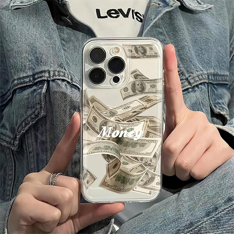 A Clear TPU Phone Case With A US Dollar Pattern Design. - Transparent - View 1