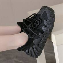 Giày thể thao nữ thoáng khí, kiểu tất, nhẹ và thoải mái, thích hợp cho chạy bộ. - màu đen - Xem 5