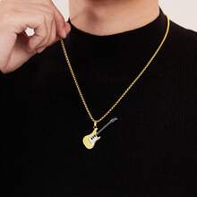 Personalized Electric Guitar Charm Necklace, Custom Music Jewelry, Guitar Player Gifts, Gifts For Music Lovers And Teachers, Best Friend Necklace,Father'sDay Gift - Gold - View 4