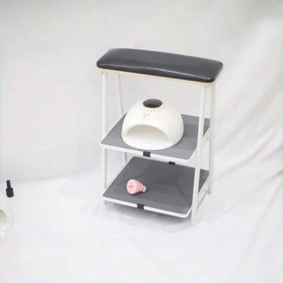 Heavy Duty Service Cart, 2-Tier With Handle And Cushion, Suitable For Repair Workers, Workshops, Warehouses, Nail Salons As A Foot/Nail Care Tool Cart, Aluminum Alloy Organizer