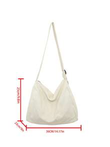 Dedoo Túi đeo chéo cổ điển tối giản bằng vải canvas, túi vải canvas dày dặn đã qua xử lý, túi đeo vai đa năng dung tích lớn, túi xách phong cách đường phố đơn giản phù hợp cho trường học, đi làm và những chuyến đi ngắn. - trắng - Xem 3