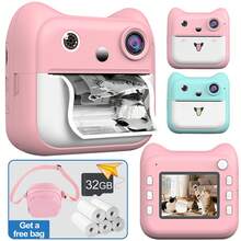 Kinder Sofortbildkamera, Digitalkamera mit 1080P Video Selfie, Sofortbildkamera, tragbare Reisekamera Spielzeug, kreative Spaß Reise Foto Spielzeug, leicht und kompakt, verwacklungsfrei 8X Zoom Videoaufnahme, Zeitraffer, Kamera für Jungen Mädchen Kinder, perfektes Weihnachts- & Geburtstagsgeschenk (1300mAh wiederaufladbare Batterie) - Verschiedenfarbig - Übersicht 2