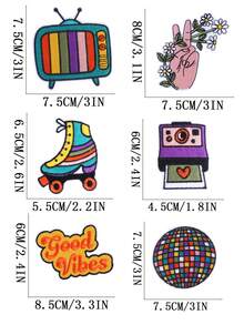 40 miếng/Ngẫu nhiên, hình ngôi sao năm cánh, vương miện, nơ, hoa cúc, chữ thập, chữ cái, thích hợp để tự làm quần áo và phụ kiện - mũ, quần jean, áo khoác, v.v. Hình dán thêu hoạt hình dễ thương độc đáo - nhiều màu - Xem 11