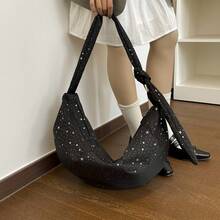 浅蓝色星形结腋下包清新少女大容量单肩包日常通勤休闲手提包。 - 黑色 - 查看 4