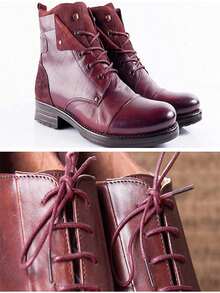 2 Pairs - Premium Thick Round Waxed Cotton Shoelaces - Durable Unisex Replacement Shoelaces, Easy To Tie And Anti-Slip Design - Perfect For Hiking, Running And Casual Wear, Multi-Color Women's Boot Shoelaces, For Men's And Women's Dress Shoes. Leather Shoes. Women's Boots. High-Top Shoes - Four Colors - View 11