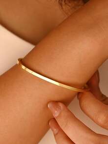 1pc Customizable Inspirational Engraved Bangle Bracelet, Minimalist Open Design Suitable For Daily Wear, Birthday, Anniversary, Mother's Day, Ramadan, Wedding Occasions, Comes With Gift Box - Multicolor 2 - View 6