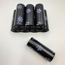 5 Rolls/75pcs, 10 Rolls/150pcs, 20 Rolls/300pcs Litter Cleaning Bags With Printed Black Paw Prints For Feces Disposal, Cleaning Bags - Multicolor - View 9
