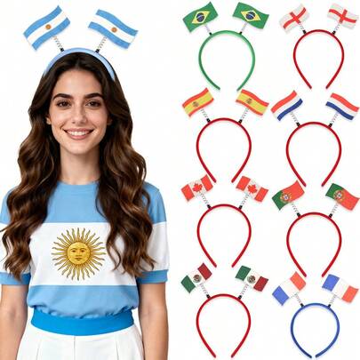4-Piece Set Of USA, Canada, Mexico World Cup Flag Headbands For Fans To Cheer On, Holiday Party Decorations, National Flag Headbands