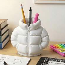 Puffer Jacket Pen Holder, Zipper Hoodie Pencil Cup Desk Organizer, Novelty Jacket-Shaped Desktop Decor For Office Home (Black/White) - 1pc - View 6